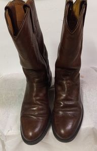 Justin Boots Cowboy Western Brown Leather Ropers Size 6.5B Style 3714